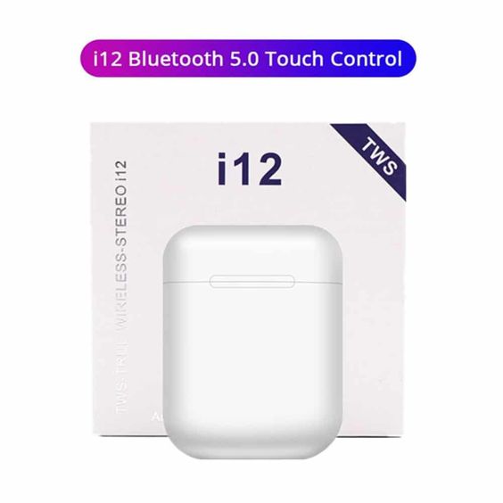 سماعة i12 tws تعمل باللمس بتقنية البلوتوث مع ميكروفون متوافقة مع نظام التشغيل ios وandroid