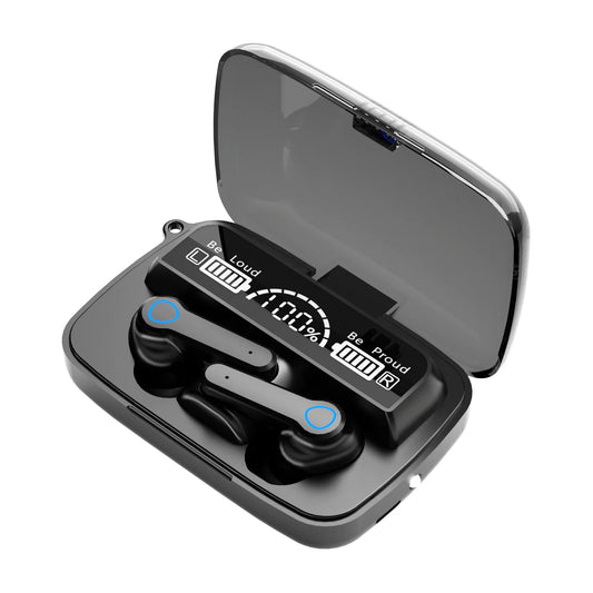 M19 mikrofonlu led göstergeli dokunmatik fenerli kulak içi powerbank özellikli bluetooth kulaklık