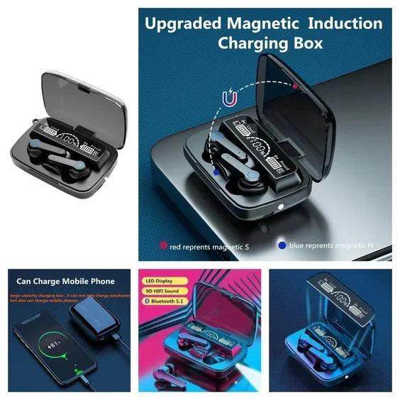 M19 mikrofonlu led göstergeli dokunmatik fenerli kulak içi powerbank özellikli bluetooth kulaklık - B1O - KolayMagza