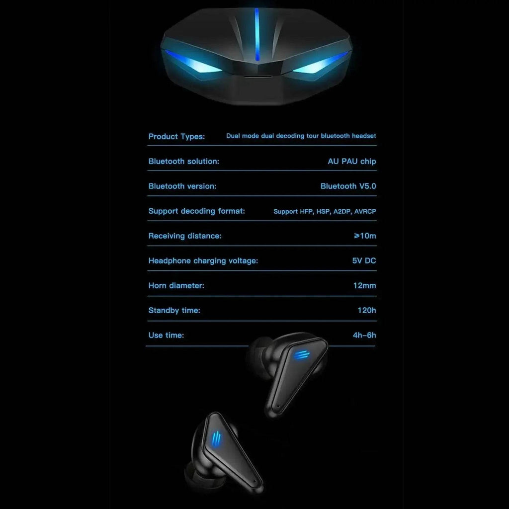 K55 kulak içi oyuncu led ışıklı mikrofonlu dokunmatik 5.0v gecikmesiz bluetooth kulaklık - B1T - KolayMagza