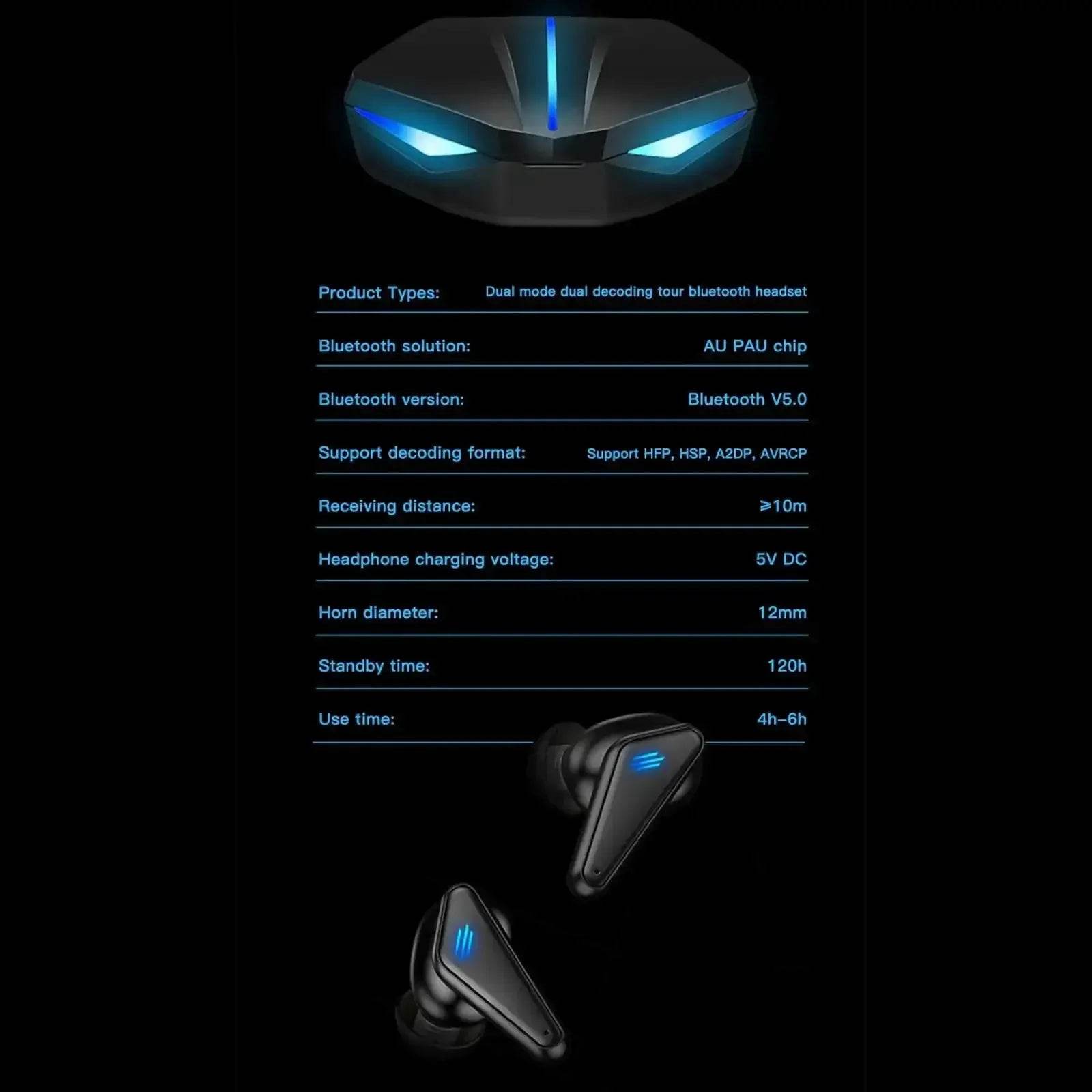 K55 kulak içi oyuncu led ışıklı mikrofonlu dokunmatik 5.0v gecikmesiz bluetooth kulaklık - B1T - KolayMagza