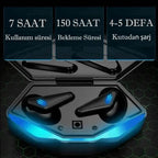 K55 kulak içi oyuncu led ışıklı mikrofonlu dokunmatik 5.0v gecikmesiz bluetooth kulaklık - B1T - KolayMagza