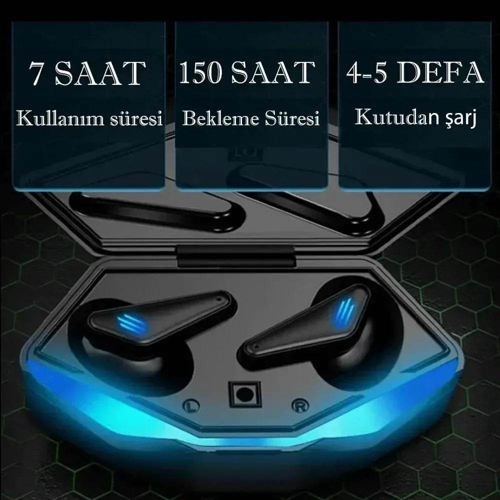 K55 kulak içi oyuncu led ışıklı mikrofonlu dokunmatik 5.0v gecikmesiz bluetooth kulaklık - B1T - KolayMagza