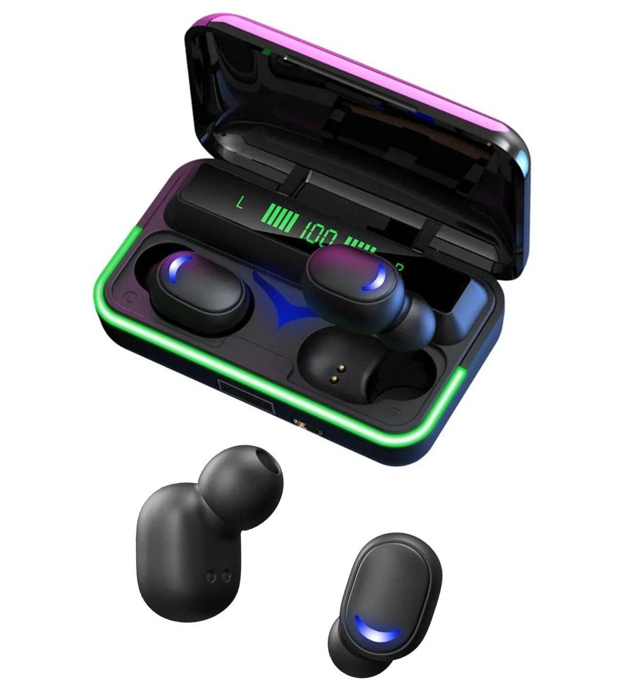 E10 mipods rgb ışıklı kulak içi led göstergeli 1000 mah powerbank özellikli bluetooth kulaklık - B1V - KolayMagza