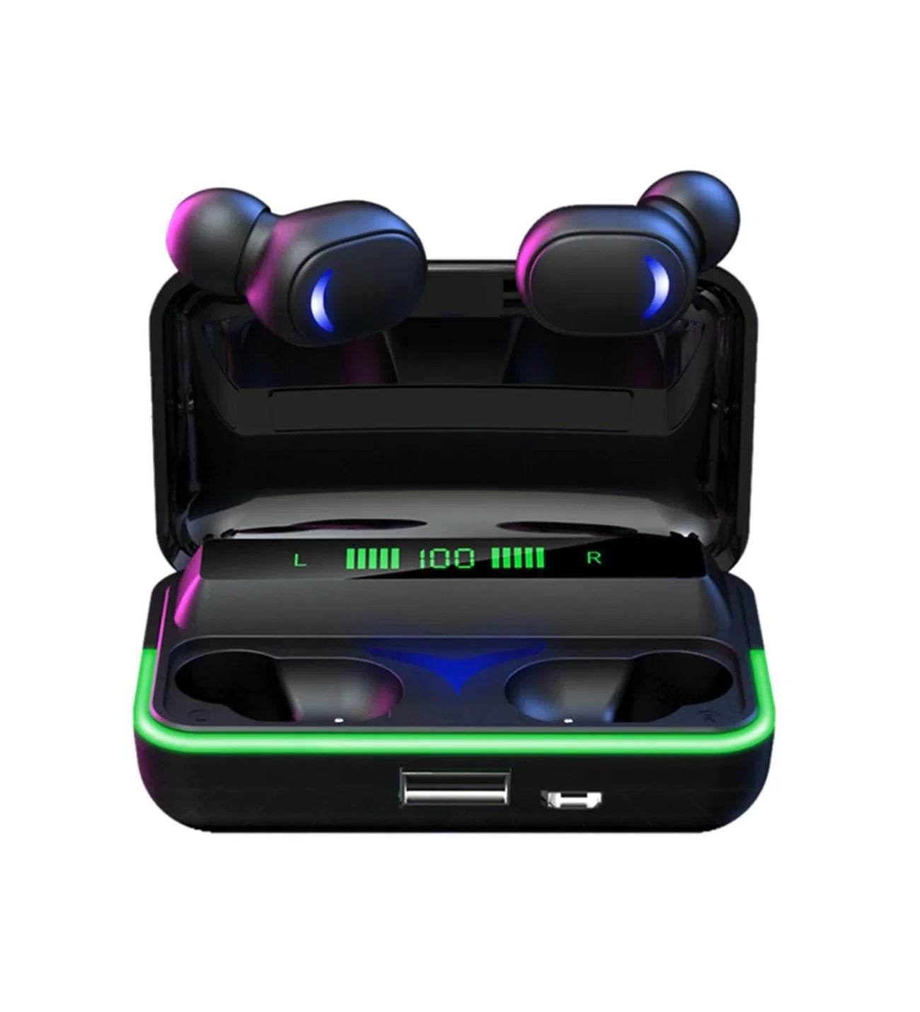 E10 mipods rgb ışıklı kulak içi led göstergeli 1000 mah powerbank özellikli bluetooth kulaklık - B1V - KolayMagza