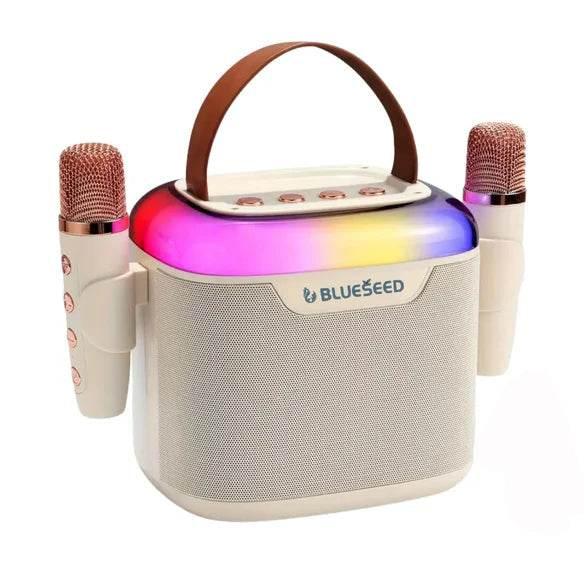 Blueseed bs-601 karaoke bluetooth hoparlör | çift mikrofonlu, yüksek ses ve renkli led ışıklı - H2M - KolayMagza KM Technology