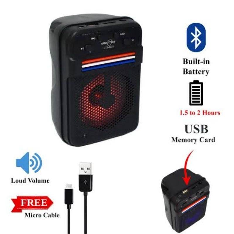 Gts-1372 led ışıklı usb ve hafıza kartı destekli bluetooth hoparlör - H1B - KolayMagza