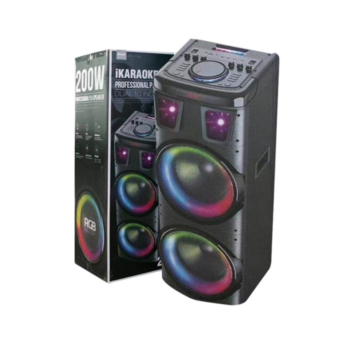 Bts-1708 kablosuz bluetooth hoparlör | 200w güç, çift hoparlör & mikrofon, rgb ışıklı, 3600mah batarya, tws destekli, usb/tf/fm - H2U - KolayMagza