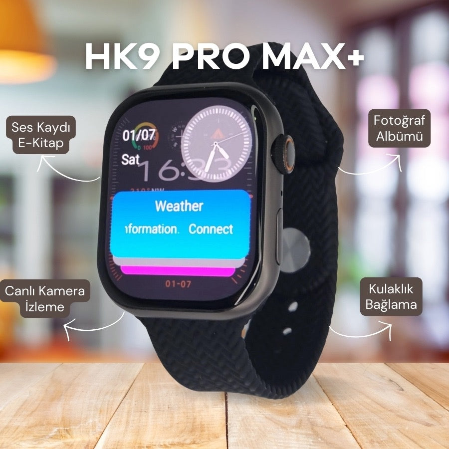 ساعة ذكية HK9 Pro Max+ بشاشة AMOLED مقاس 45 مم – حزام مزدوج وتقنية فائقة وتصميم أنيق