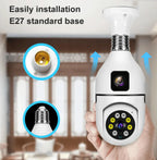 Wifi panorama Çift camera mikrofonlu 360 derece döner led ışıklı gece görüşlü full hd ampul kamera - G5J - KolayMagza KM Technology
