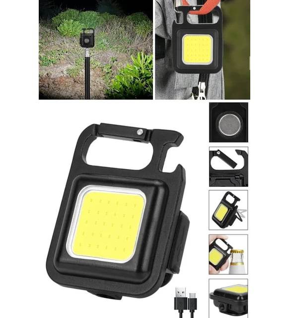 3ü1 arada mıknatıslı acil kamp led feneri, anahtarlık ve şişe açıcı, şarj edilebilir - G6A - KolayMagza