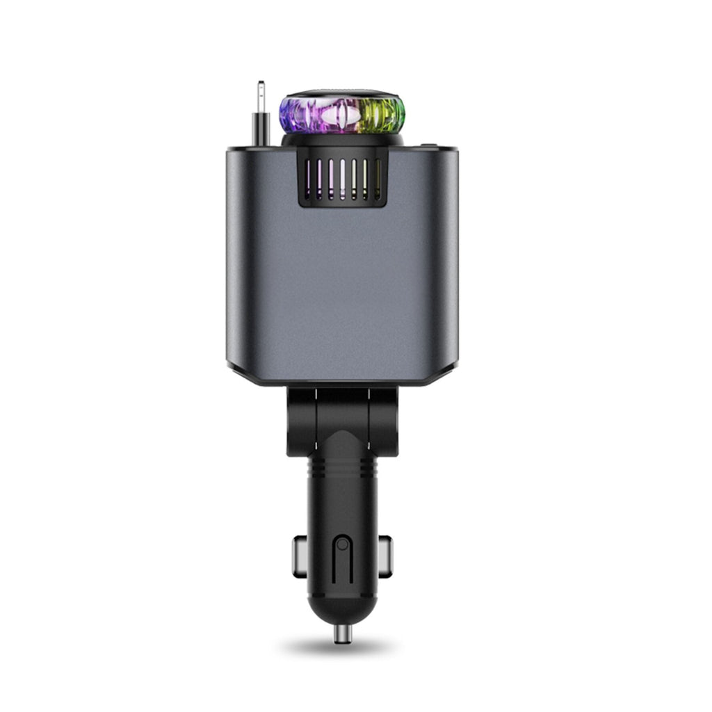 forefo Car C7 5in1 Çok Fonksiyonlu Akıllı Araç Şarj Cihazı - 45W PD 3.0 Fast Charge, Entegre Kablolu, Kokulu Difüzör, Atmosfer Işıklı, 180° Dönebilen Başlık