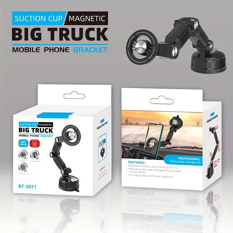 ( 5 adet ) RT-2010 Big Truck Vantuzlu Manyetik Araç İçi Telefon Tutucu - 360° Dönebilen Mekanik Kollu Torpido ve Cam Uyumlu Telefon Standı Zayden