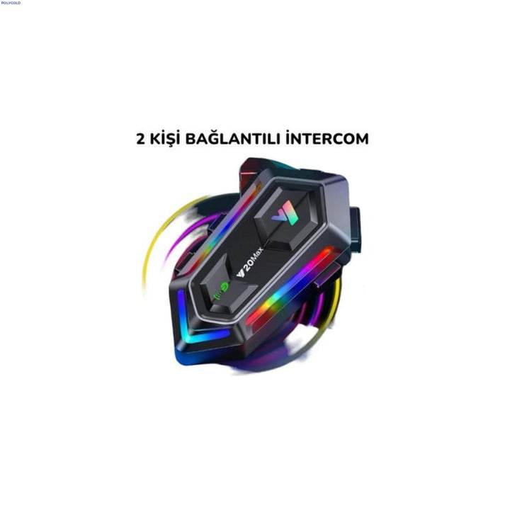 Y20 su geçirmez kask intercom 5.3v bluetoothlu stereo rgb ışıklı hd mikrofon ve müzik deneyimi - G5H - KolayMagza