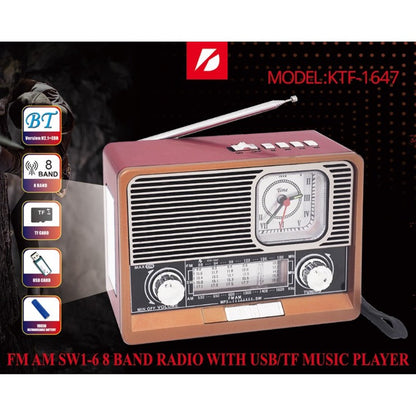 Ktf 1647 fm am radyo usb hafııza kart destekli saatli bluetooth hoperlör