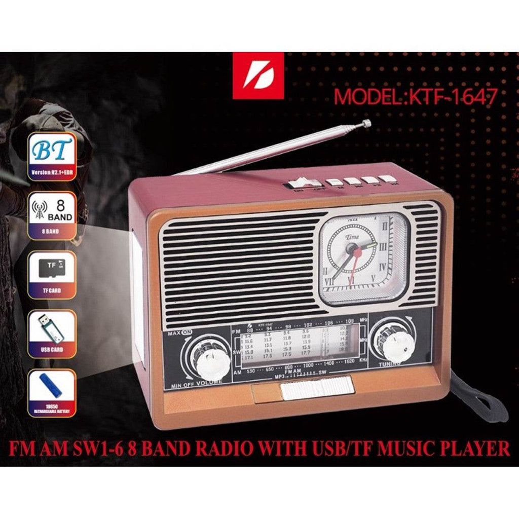 Ktf 1647 fm am radyo usb hafııza kart destekli saatli bluetooth hoperlör - H1G - KolayMagza