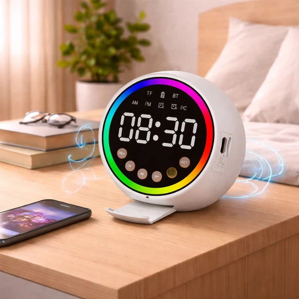 ( 3 adet ) RGB Işıklı Dijital Saatli Bluetooth Hoparlör - HiFi Ses Kalitesi, TF Kart Destekli Kablosuz Soundbar Tucci