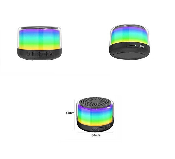 ( 5 adet ) Xertmt H2 RGB LED Işıklı Taşınabilir Bluetooth Hoparlör - Kablosuz Ses Bombası Tucci