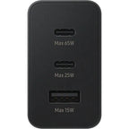 65W PD Üçlü Hızlı Şarj Adaptörü - Super Fast Charging Destekli, 2x Type-C 1x USB-A 3 Portlu Şarj Başlığı (Siyah) ÖZEL