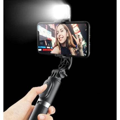 Q02s ışıklı selfie stick tripod | bluetooth kumandalı, katlanabilir, uzayabilir, 360° döner başlıklı telefon tutucu - G4N - KolayMagza