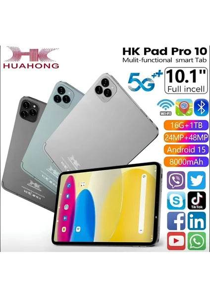 Orj. Hk pad pro 10 akıllı tablet android wifi bluetooth sim kart sosyal medya 10,1 inç 8000mah - G6C - KolayMagza