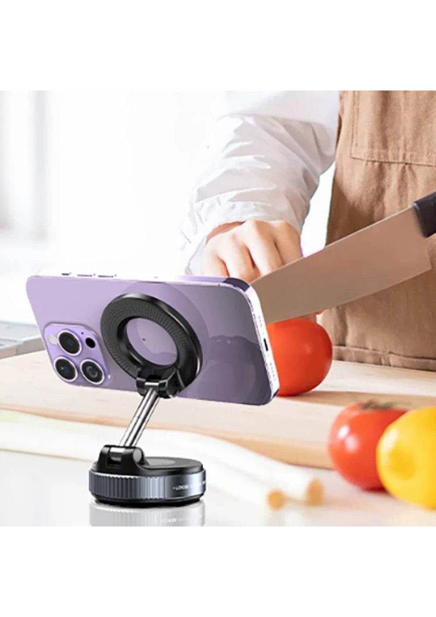 H520 vantuz emişli magnetik magsafeli telefon tutucu 360 derece döner ayarlanabilir açılı araç içi telefon tutucu - R2K - KolayMagza