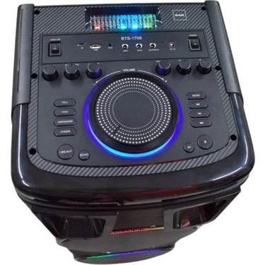 Bts-1708 kablosuz bluetooth hoparlör | 200w güç, çift hoparlör & mikrofon, rgb ışıklı, 3600mah batarya, tws destekli, usb/tf/fm - H2U - KolayMagza KM Technology