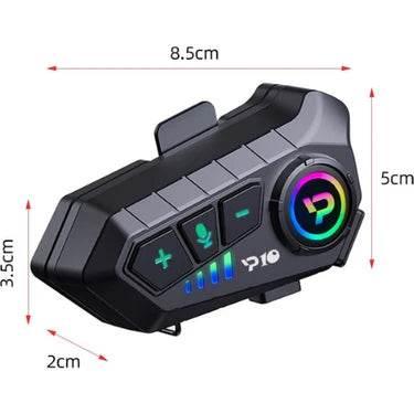 Y10 su geçirmez kask intercom bluetoothlu stereo rgb ışıklı universal - G2P - KolayMagza KM Technology