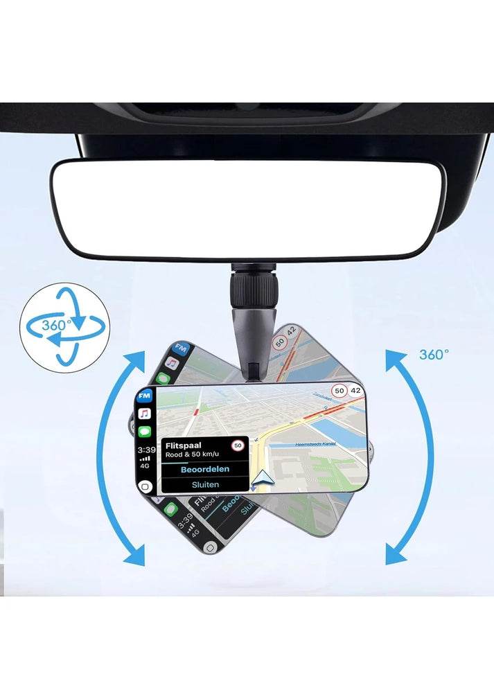 Rt-807 universal araç içi telefon tutucu | dikiz aynasına takılan, mıknatıslı, 360° ayarlanabilir klipsli sistem - R1Z - KolayMagza