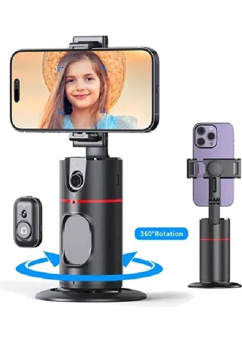 P02 360° akıllı gimbal sabitleyici | aı yüz takipli, kumandalı, kameralı, masaüstü tripod standlı, otomatik döner - G4O - KolayMagza