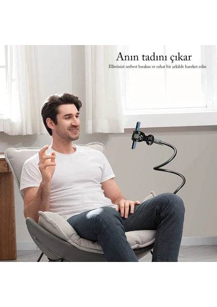 Akrobat spiral gövdeli oynar başlıklı esnek telefon tutucu - N1C - KolayMagza