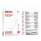 Borofone BJ31 5000 mAh Mini Taşınabilir Güç Bankası Powerbank - Type-C Input / USB-A Output Zayden