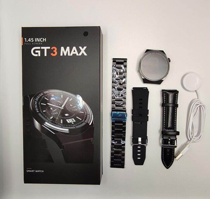 Gt 3 max 1.45 inç ekran 44mm yuvarlak metal kasa ios android uyumlu akıllı saat - A1O - KolayMagza