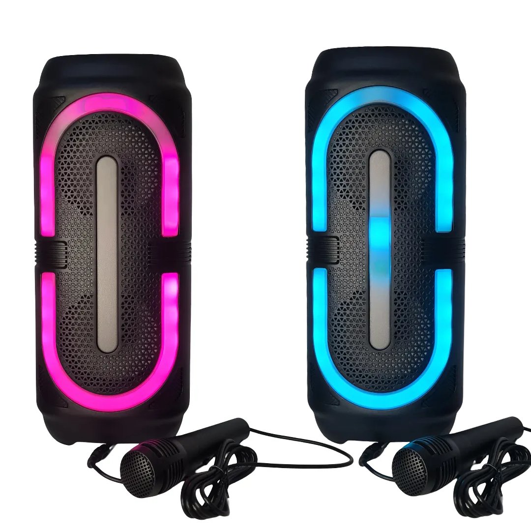 Greatnice GTS-2132 Siyah Mikrofonlu RGB LED Işıklı Taşınabilir Bluetooth Hoparlör Parti Speaker SANTRAL HAN