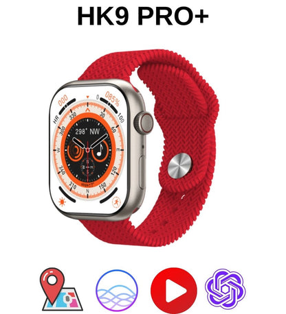 ساعة HK9 Pro+ AMOLED الذكية مقاس 2.02 بوصة - شاشة ضخمة وأداء فائق وتصميم أنيق