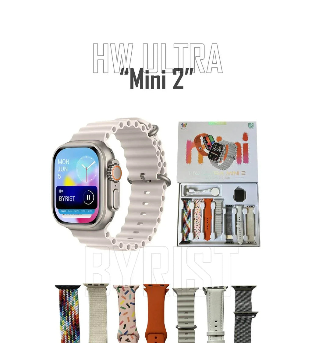 ساعة ذكية Hw ultra mini 2 مقاس 41 مم وشاشة 1.75 بوصة و7 أحزمة متوافقة مع نظامي iOS وأندرويد - A2Y