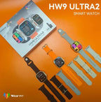 ساعة ذكية Hw9 ultra2 مقاس 49 مم مزودة بشاشة AMOLED و3 أحزمة متوافقة مع نظامي iOS وأندرويد - A2Z