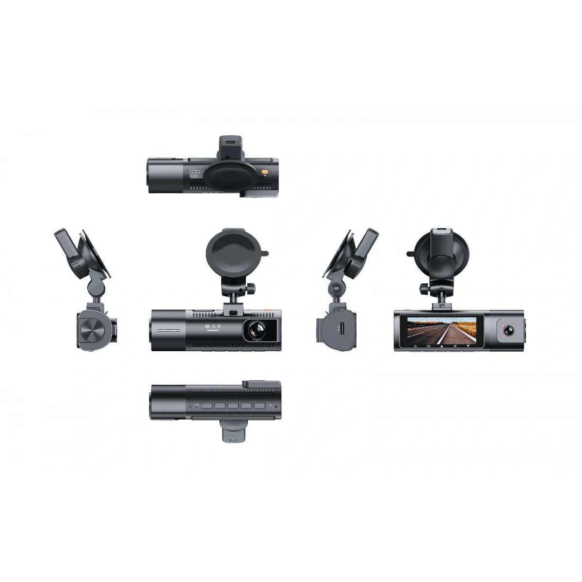 K17 ARAÇ İÇİ kamera EKRANLI 4K UHD ÖN-ARKA-İÇ KAMERA Gece Görüş, Çift Lens Dashcam Kayıt - G6R - KolayMagza