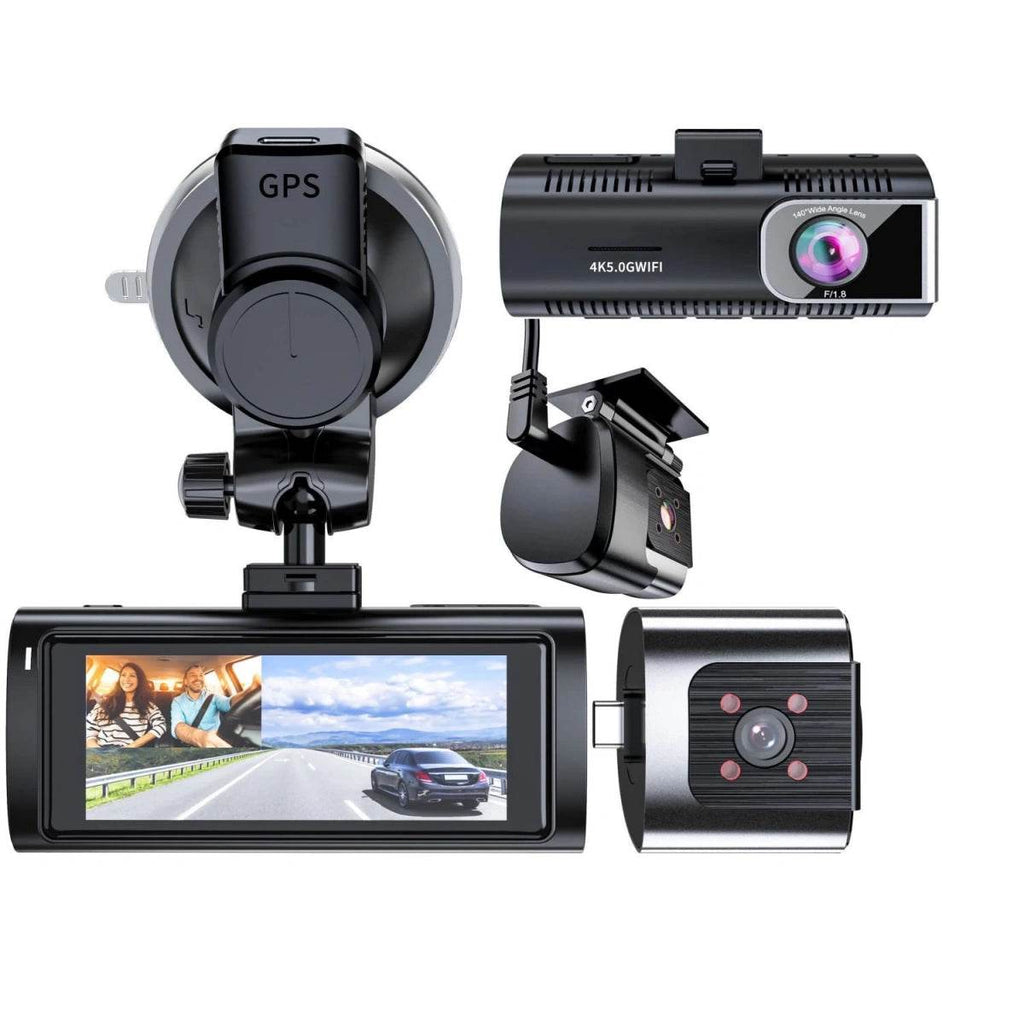 K17 ARAÇ İÇİ kamera EKRANLI 4K UHD ÖN-ARKA-İÇ KAMERA Gece Görüş, Çift Lens Dashcam Kayıt - G6R - KolayMagza