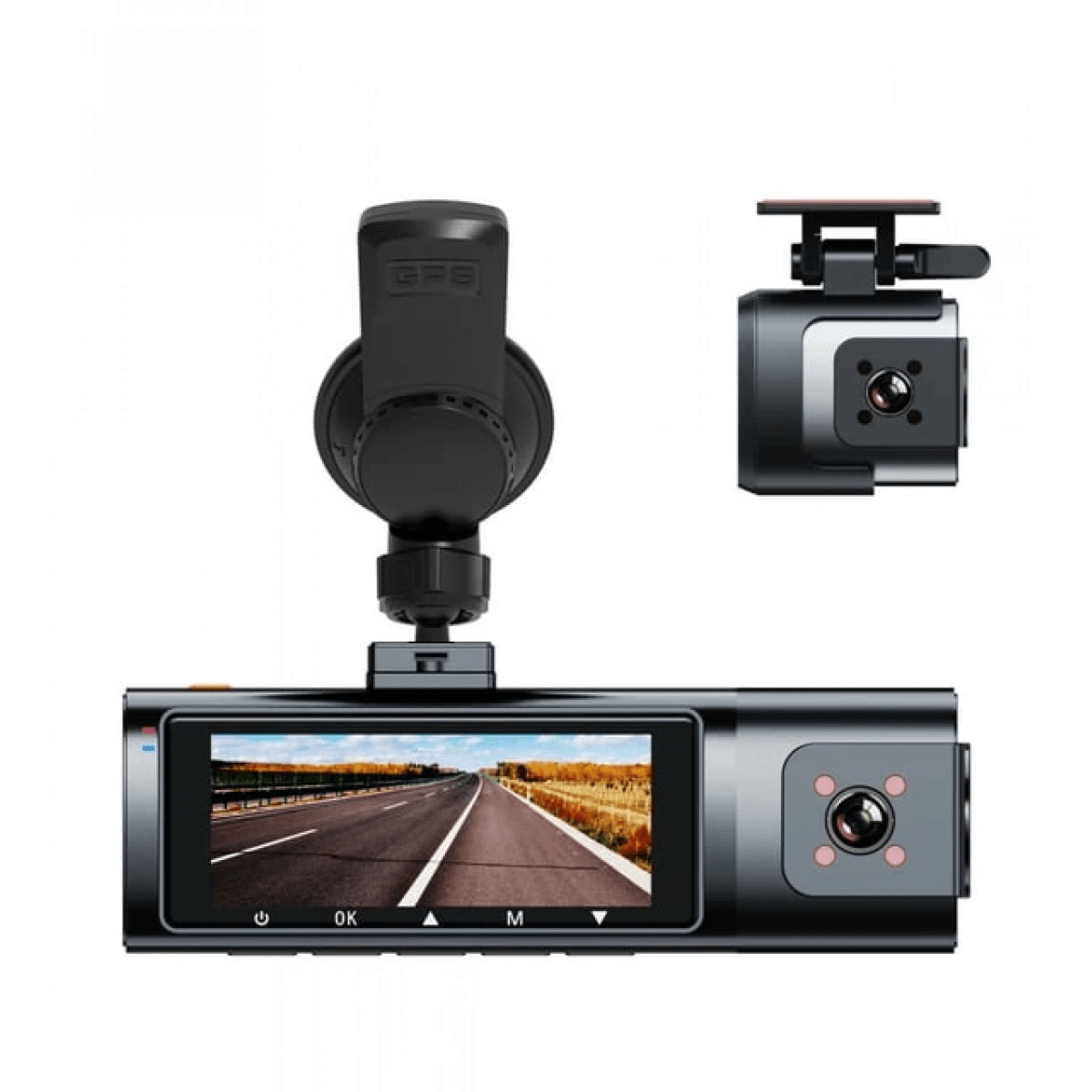 K17 ARAÇ İÇİ kamera EKRANLI 4K UHD ÖN-ARKA-İÇ KAMERA Gece Görüş, Çift Lens Dashcam Kayıt - G6R - KolayMagza