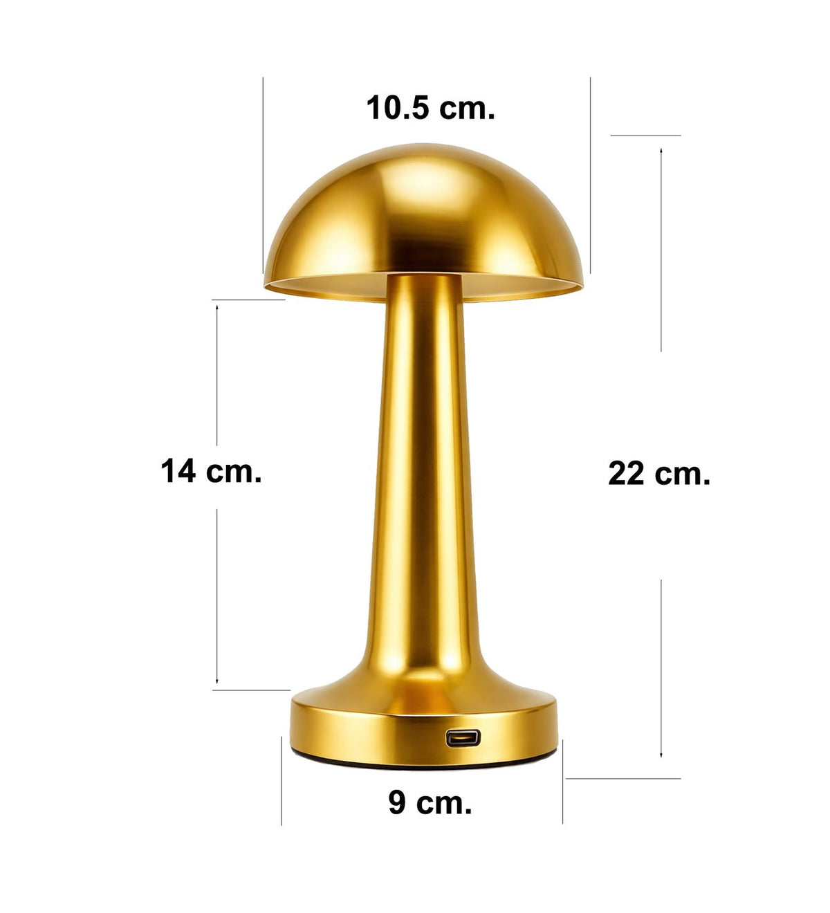 ( 5 adet ) Mantar Tasarımlı Şarjlı Kablosuz Dokunmatik LED Masa Lambası Gold - 3 Modlu Ayarlanabilir Gece Lambası Tucci