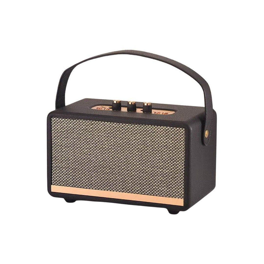 20 saat pil ömürlü deri tahta tasarımlı usb sd aux girişli bluetooth hoparlör m18 - H3B - KolayMagza