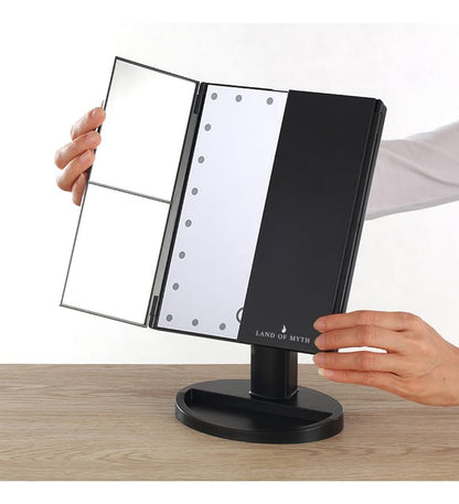 21 LED adjustable illuminated tabletop makeup mirror 1x 2x 3x magnifying touch screen - G3U