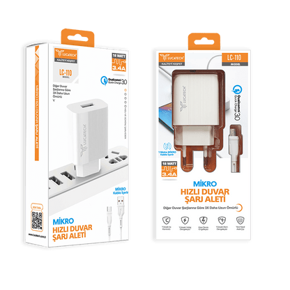 Lc-110 usb mikro şarj seti 3,4a 18w kolaymagza ,klolay magza, km , km tech, km technology, toptan telefon aksesuarları, toptan, Kolaymagza, KolayMazga, KM technology, KM tech, toptan gsm, toptan ürünler, e-ticaret toptan, eminönü toptan, tahtakale, tahtakale toptan