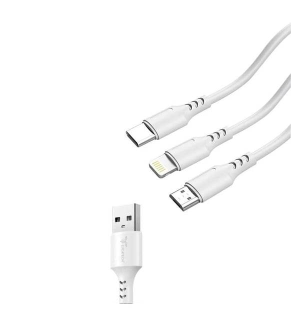 3ü1 arada usb typec micro lightning şarj ve veri aktarım kablosu 1,2 m - S1X - KolayMagza