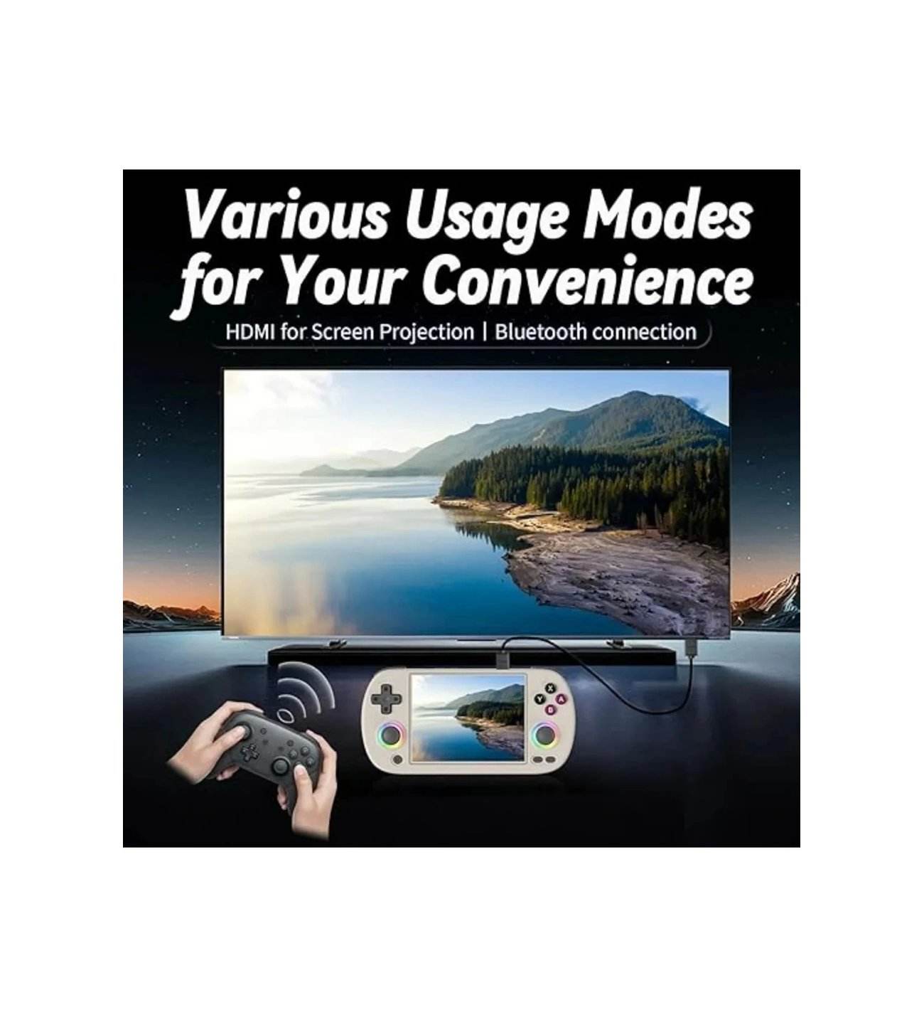 Sjgam M22 Pro Retro Oyun Konsolu 5.0 ''ıps Ekran Dahili 20000+ Oyun Emülatörleri Rgb LED Joystick - G6M - KolayMagza