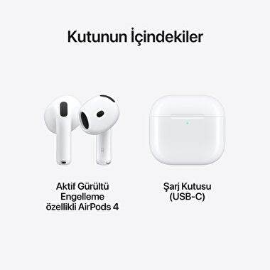 Aple airpods 4.nesil anc aktif gürültü engellemeli ios android uyumlu bluetooth kulaklık - B2N - KolayMagza