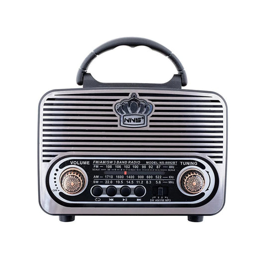 Nns ns-8092BT nostajli radyo retro wirless bluetooth hoparlör tws usb/tf destekli şarj edilebilir 18650 mah hoparlör - H3L