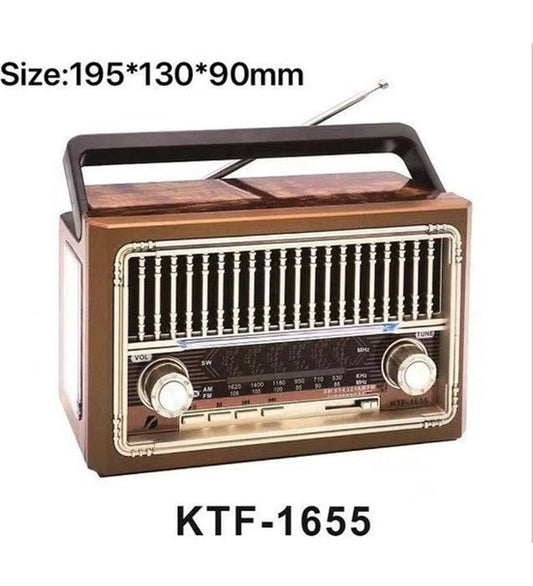 راديو FM AM KTF 1655 مزود بذاكرة USB ومكبر صوت بلوتوث