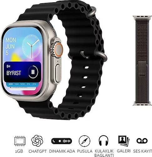 Hk10 ultra-a 49mm amoled ekran akıllı saat – çift kordon, üstün performans ve şık tasarım - A1NA - KolayMagza